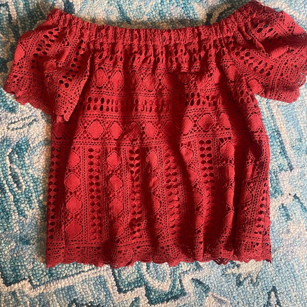 Anthropologie off-the-shoulder lace top